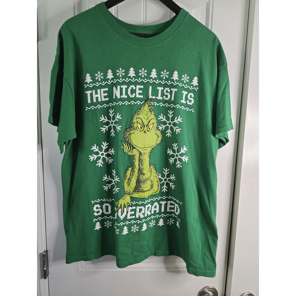 THE NICE LIST IS SO OVERRATED Grinch Christmas T-Shirt Adult Size XL